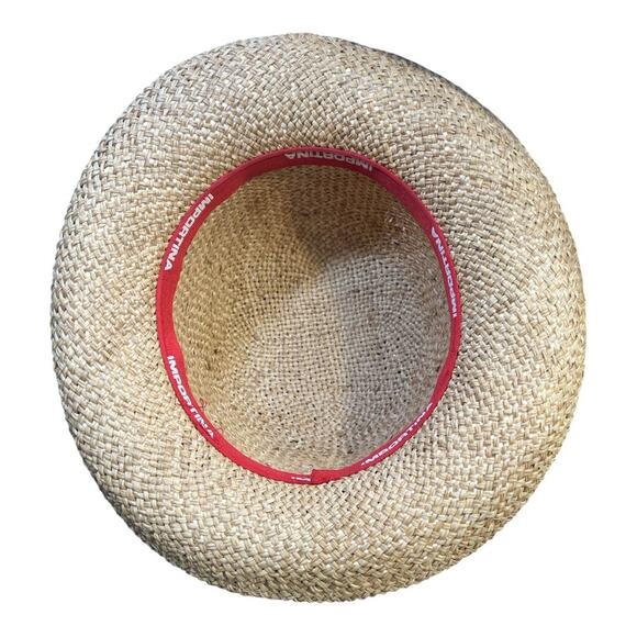 Tan Straw Sun Hat VINTAGE 90s with Wide Brim and a Black French Ribbon Accent - Picture 9 of 12